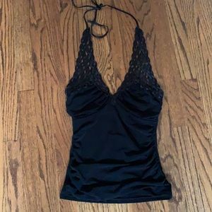Arden B black lace halter top